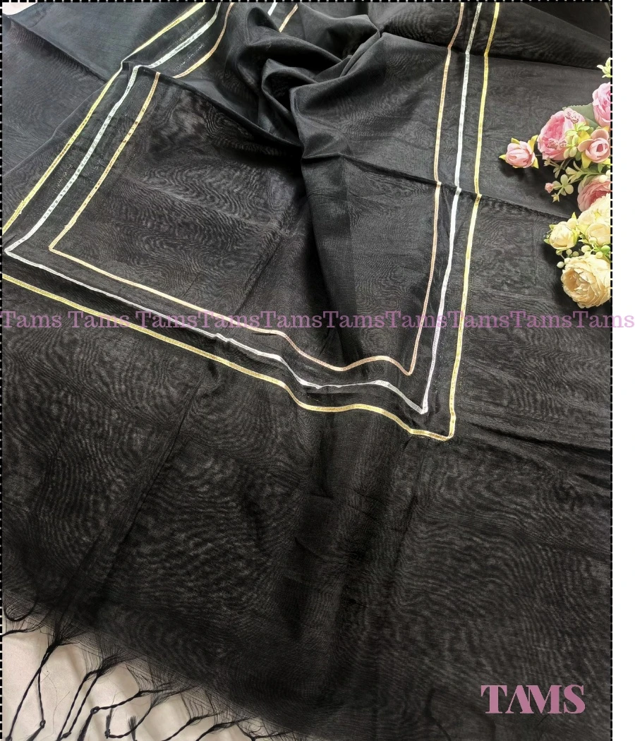 Black Orna with Zari lace