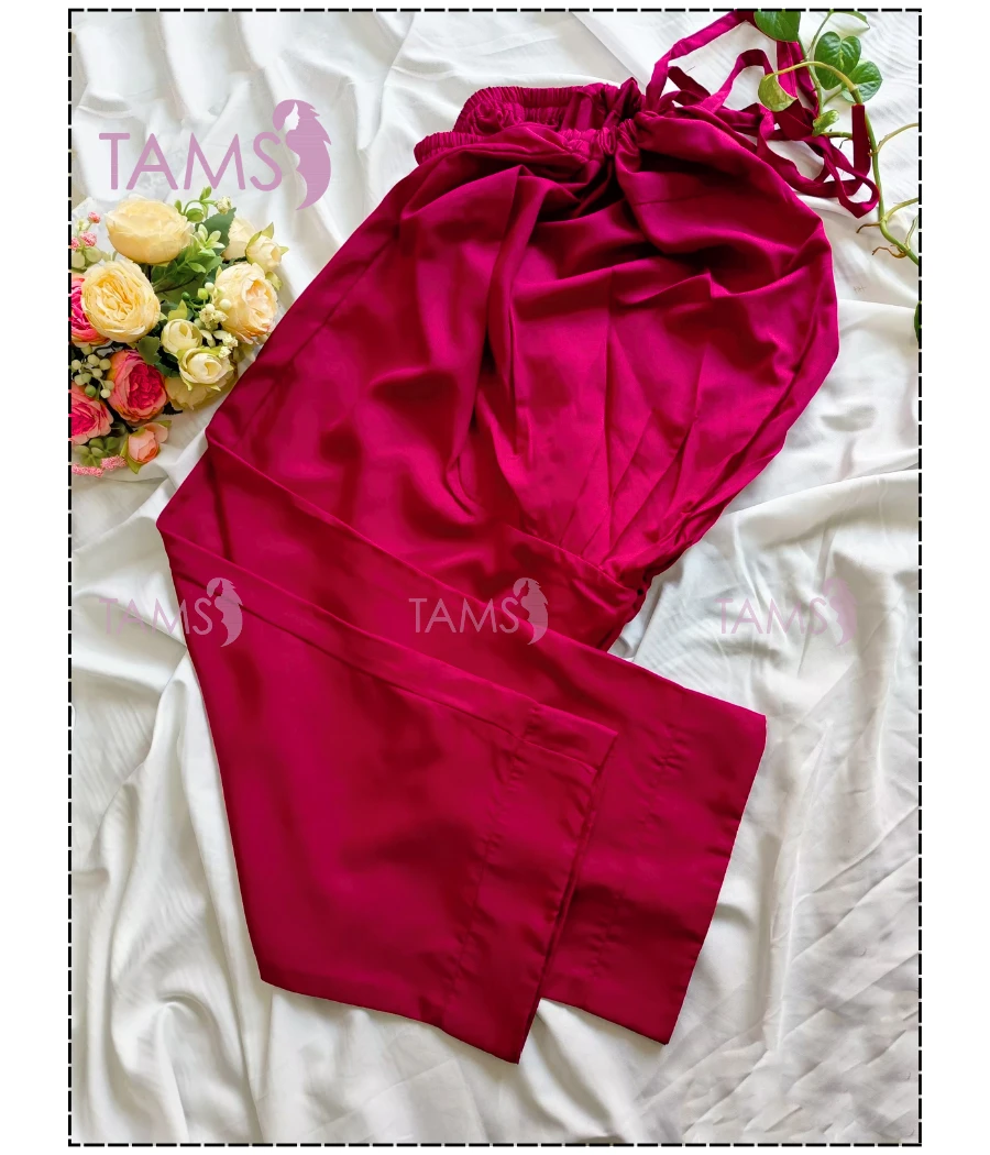 Red Maroon Soft Silk Maternity Pant