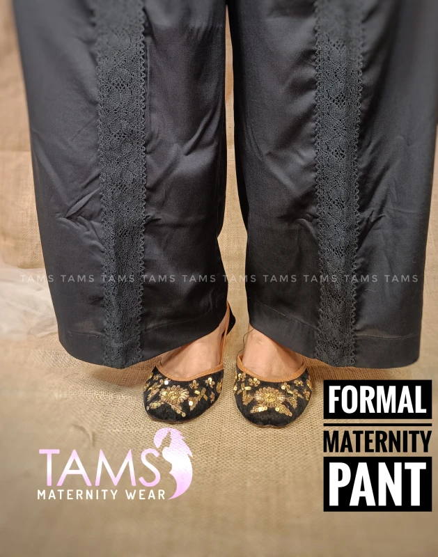 Formal Maternity Floral Pant Black