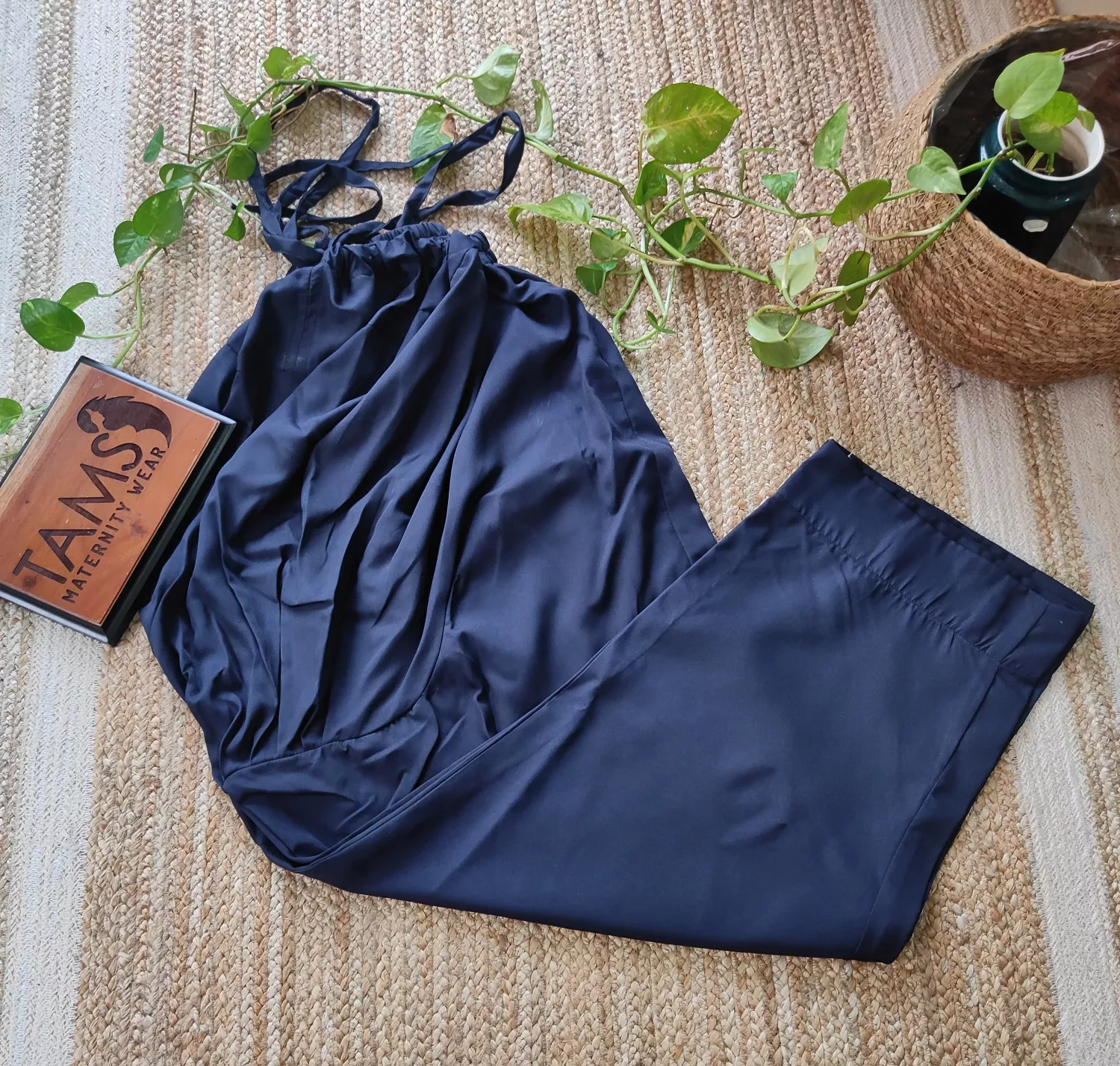 Navy Blue Soft Silk Maternity Pant