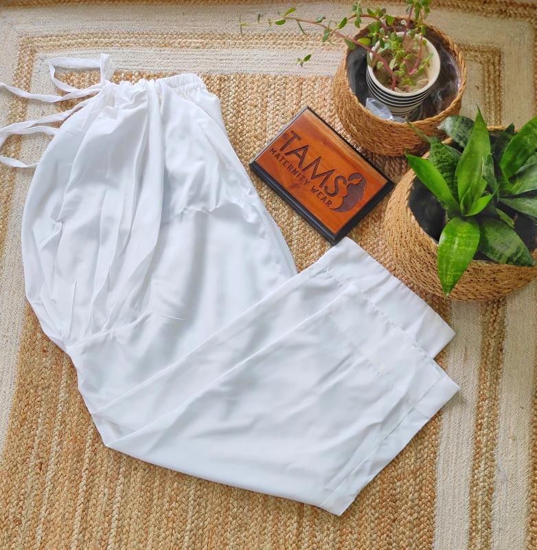 White Soft Silk Maternity Pant