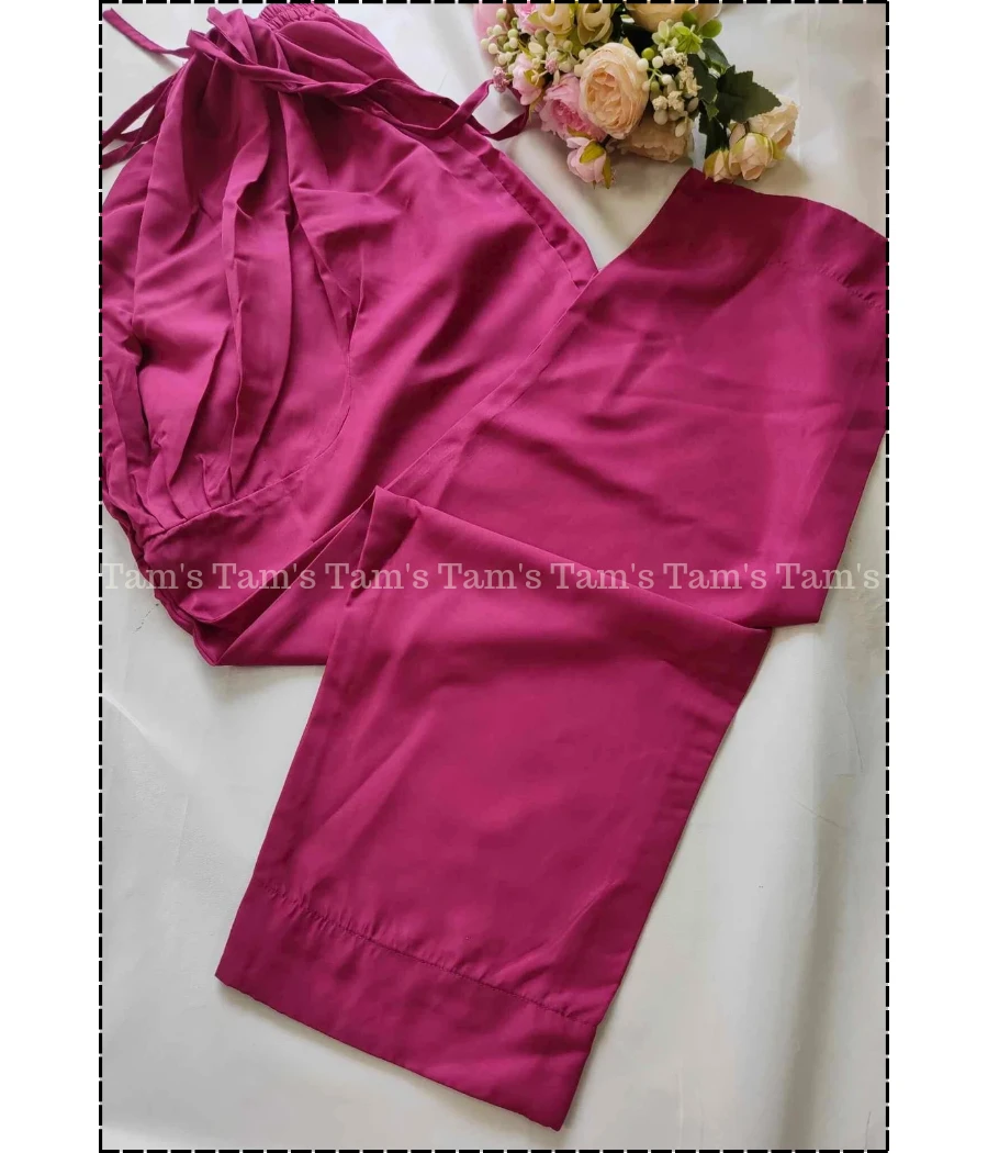 Magenta soft silk pant